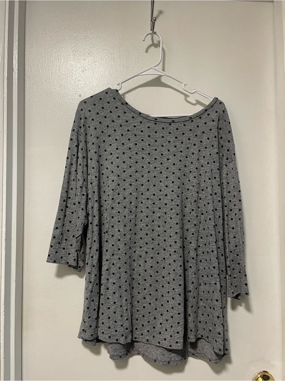 Sonoma Gray Polka Dot Long Sleeve Blouse 3x